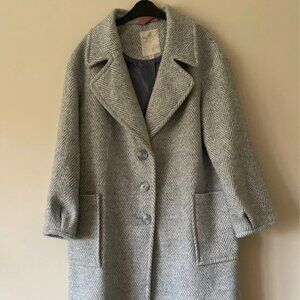 White Stuff blue and white wool mix long coat